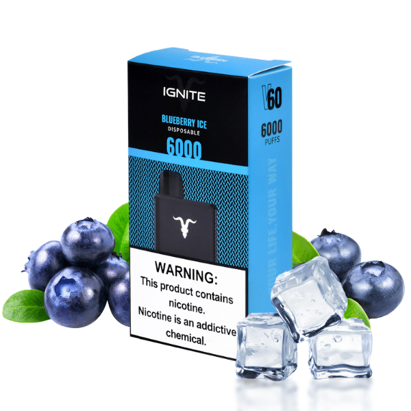 POD DESCARTÁVEL V60 5% 6000 PUFFS - BLUEBERRY ICE - IGNITE