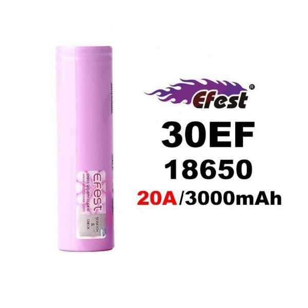 BATERIA 18650 30EF 3.7V 3000MAH 20A - EFEST - UNITÁRIO - Imagem 2