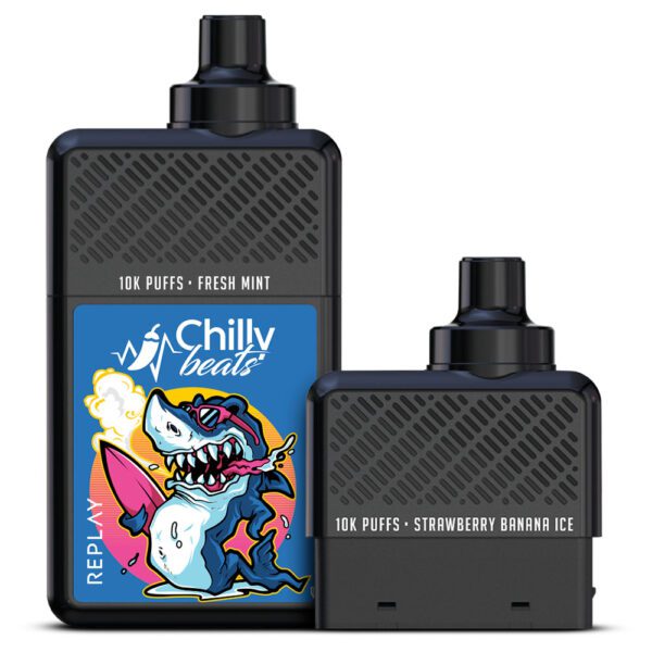 POD DESCARTÁVEL REPLAY 20000 PUFFS - FRESH MINT / STRAWBERRY BANANA ICE  - CHILLY BEATS - Imagem 3