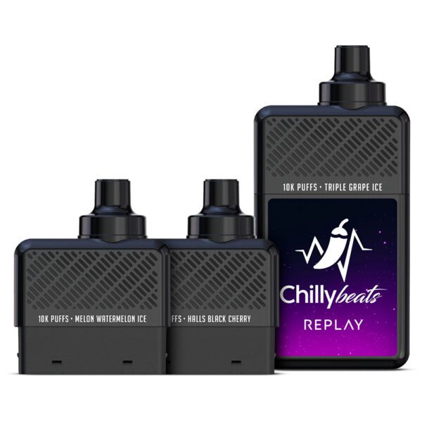 POD DESCARTÁVEL REPLAY 30K PUFFS - TRIPLE G / MELON W / HALLS BLACK - CHILLY BEATS - Imagem 3