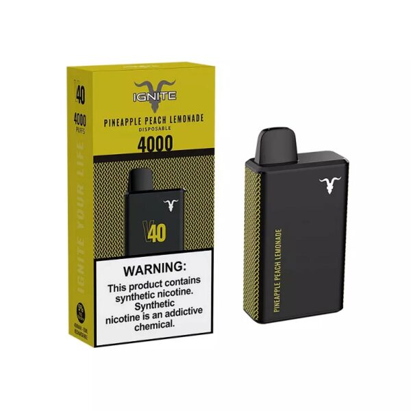 POD DESCARTÁVEL 5% NICSALT IGNITE V40 4000 PUFFS - PINEAPPLE PEACH LEMONADE - IGNITE