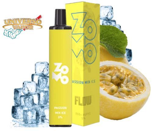 POD DESCARTÁVEL 5% NICSALT ZOMO FLOW 800 PUFFS - PASSION MIX ICE - ZOMO