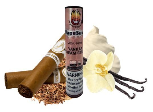 POD DESCARTÁVEL 5% NICSALT MEGA 5000 PUFFS C/ AJUSTE DE AIR FLOW - VANILLA CREAM CIGAR - VAPESOUL