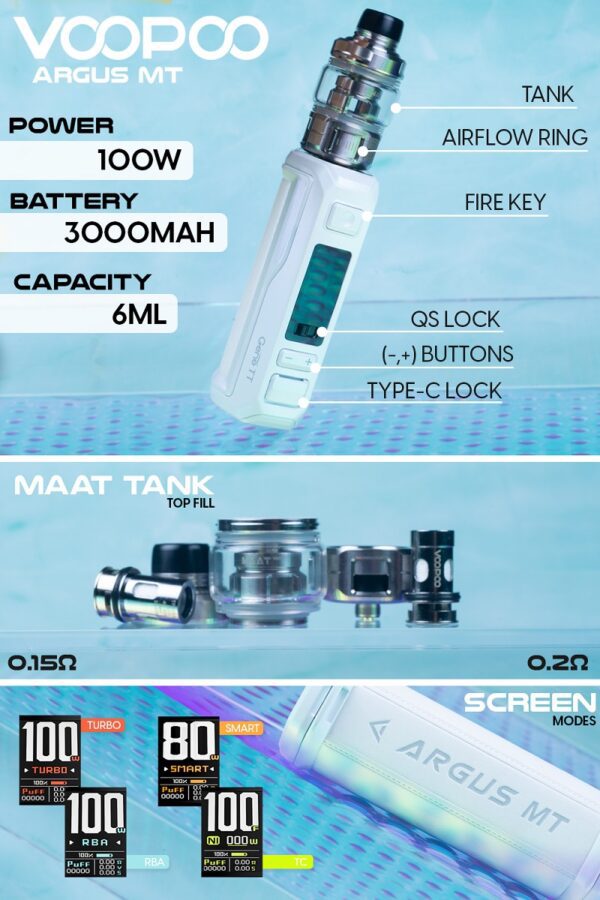 KIT ARGUS MT 3000MAH 100W - VOOPOO - Imagem 8