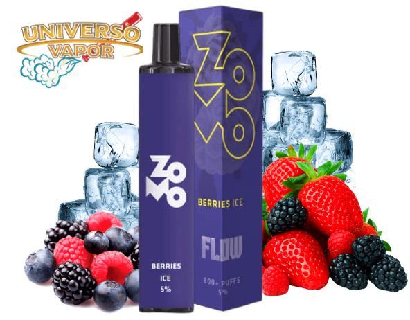POD DESCARTÁVEL 5% NICSALT ZOMO FLOW 800 PUFFS - BERRIES ICE - ZOMO
