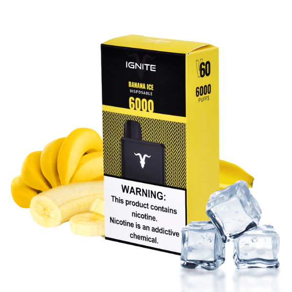 POD DESCARTÁVEL V60 5% 6000 PUFFS - BANANA ICE - IGNITE