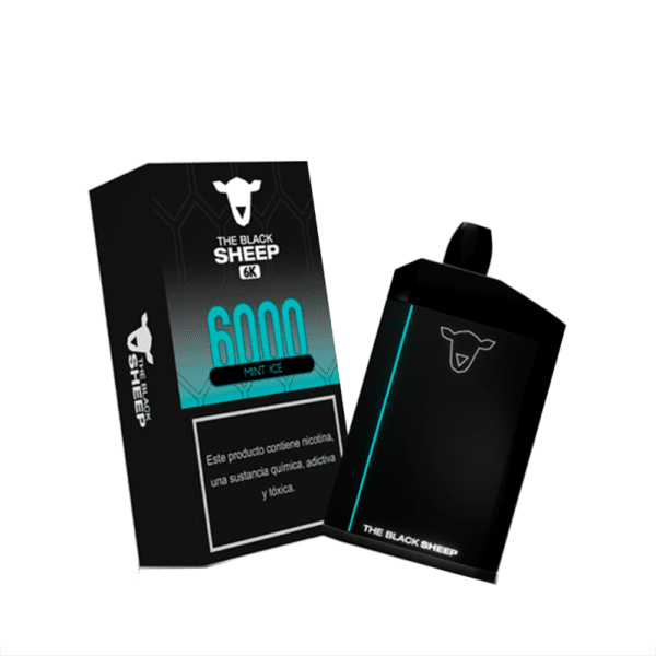 POD DESCARTÁVEL 2% NICSALT 6000 PUFFS - MINT ICE - THE BLACK SHEEP