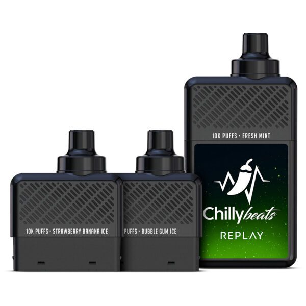 POD DESCARTÁVEL REPLAY 30K PUFFS - FRESH M / STRAWBERRY B / BUBBLE G - CHILLY BEATS - Imagem 3