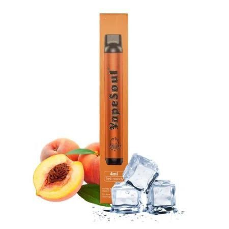 POD DESCARTÁVEL ZERO NICOTINA 1200 PUFFS C/ AJUSTE DE AIR FLOW - PEACH ICE - VAPESOUL