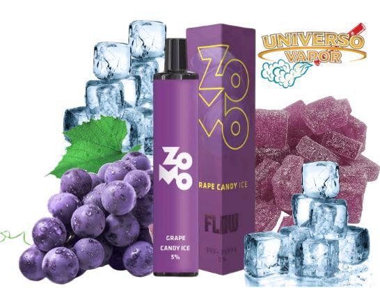 POD DESCARTÁVEL 5% NICSALT ZOMO FLOW 800 PUFFS - GRAPE CANDY ICE - ZOMO