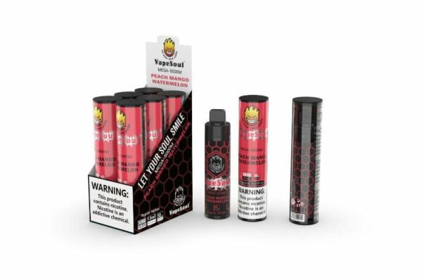 POD DESCARTÁVEL 5% NICSALT MEGA 5000 PUFFS C/ AJUSTE DE AIR FLOW - STRAWBERRY WAFER BISCUIT - VAPESOUL - Imagem 3
