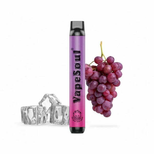 POD DESCARTÁVEL ZERO NICOTINA 1200 PUFFS C/ AJUSTE DE AIR FLOW - GRAPE ICE - VAPESOUL