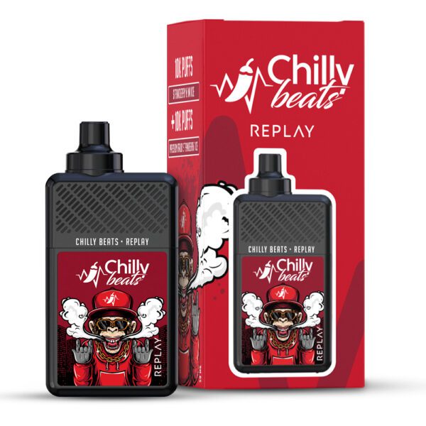 POD DESCARTÁVEL REPLAY 20000 PUFFS - STRAWBERRY KIWI ICE / PASSION FRUIT STRAW ICE - CHILLY BEATS