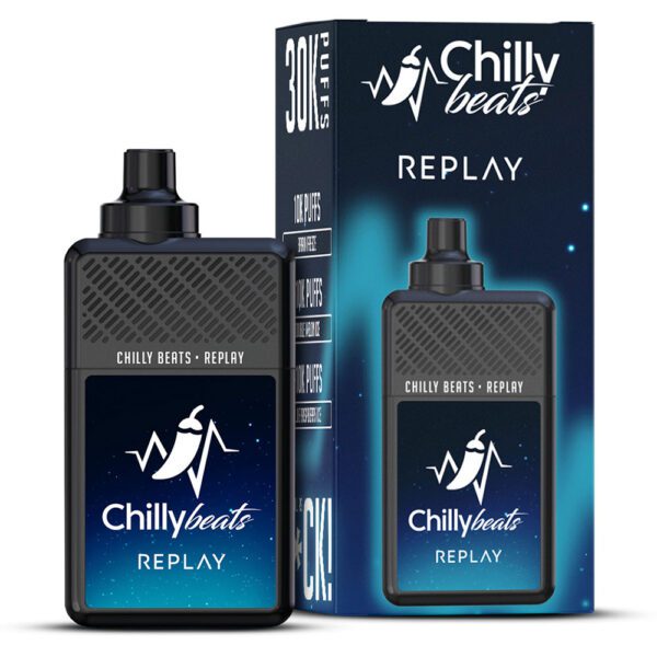 POD DESCARTÁVEL REPLAY 30K PUFFS - BRAIN F / DOUBLE M / BLUE RASP - CHILLY BEATS