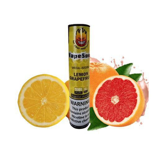 POD DESCARTÁVEL 5% NICSALT MEGA 5000 PUFFS C/ AJUSTE DE AIR FLOW - LEMON GRAPEFRUIT - VAPESOUL