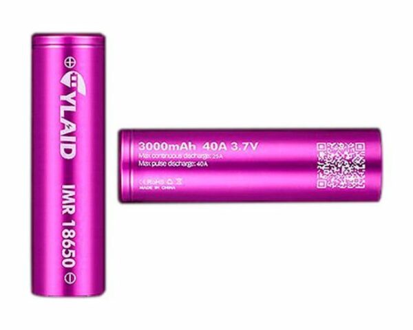 BATERIA 18650 LI-MN IMR CYLAID 3.7V 3000MAH HIGH DRAIN 40A - UNITÁRIO