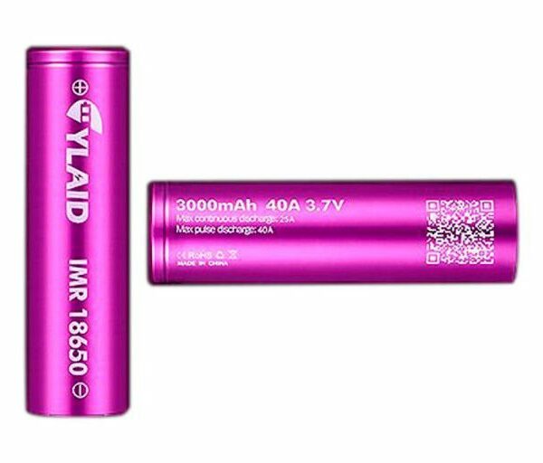 BATERIA 18650 LI-MN IMR CYLAID 3.7V 3000MAH HIGH DRAIN 40A - UNITÁRIO