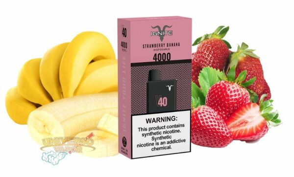 POD DESCARTÁVEL 5% NICSALT IGNITE V40 4000 PUFFS - STRAWBERRY BANANA - IGNITE
