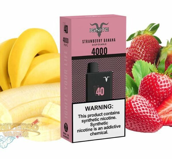 POD DESCARTÁVEL 5% NICSALT IGNITE V40 4000 PUFFS - STRAWBERRY BANANA - IGNITE