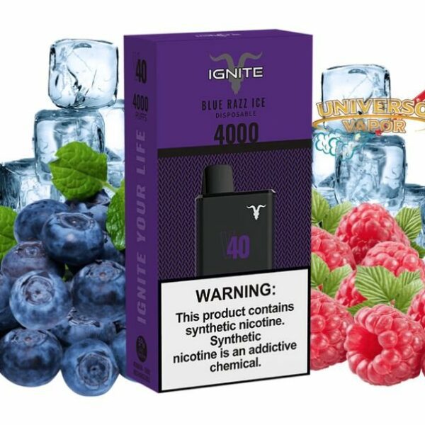 POD DESCARTÁVEL 5% NICSALT IGNITE V40 4000 PUFFS - BLUE RAZZ ICE - IGNITE