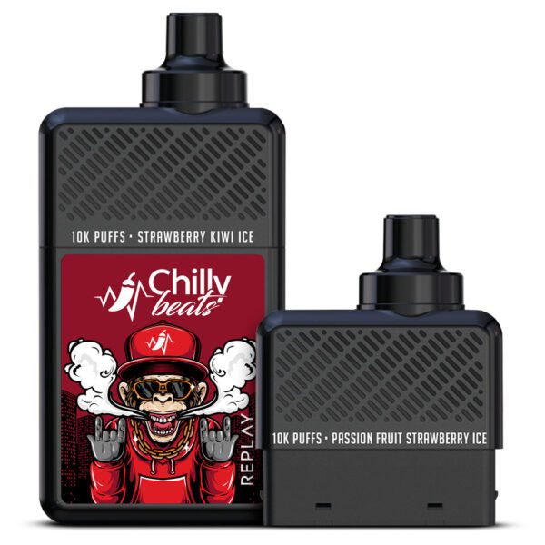 POD DESCARTÁVEL REPLAY 20000 PUFFS - STRAWBERRY KIWI ICE / PASSION FRUIT STRAW ICE - CHILLY BEATS - Imagem 3