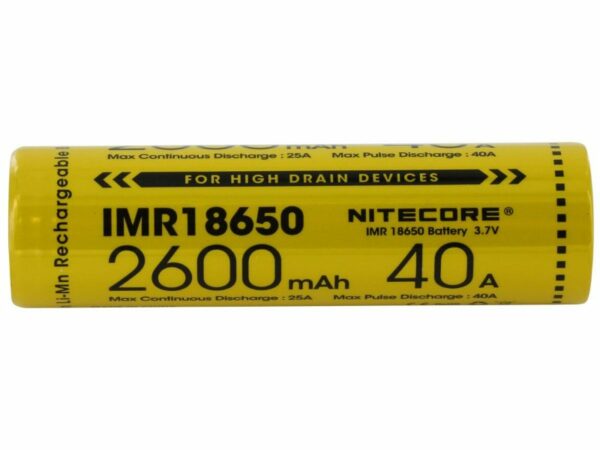 BATERIA 18650 LITHIUM POWER IMR 40A 2600 MAH - NITECORE - UNITÁRIO