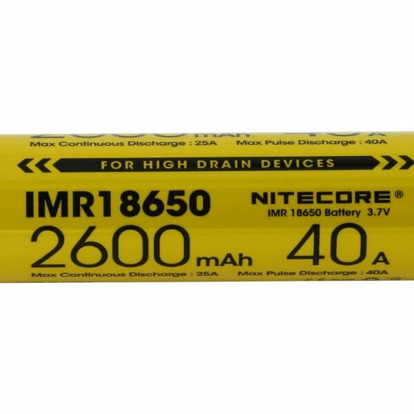 BATERIA 18650 LITHIUM POWER IMR 40A 2600 MAH - NITECORE - UNITÁRIO