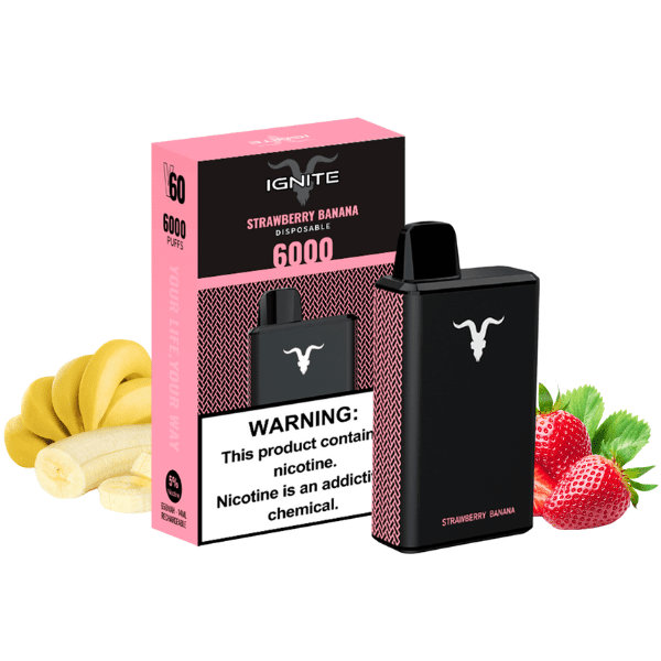 POD DESCARTÁVEL V60 5% 6000 PUFFS - STRAWBERRY BANANA - IGNITE