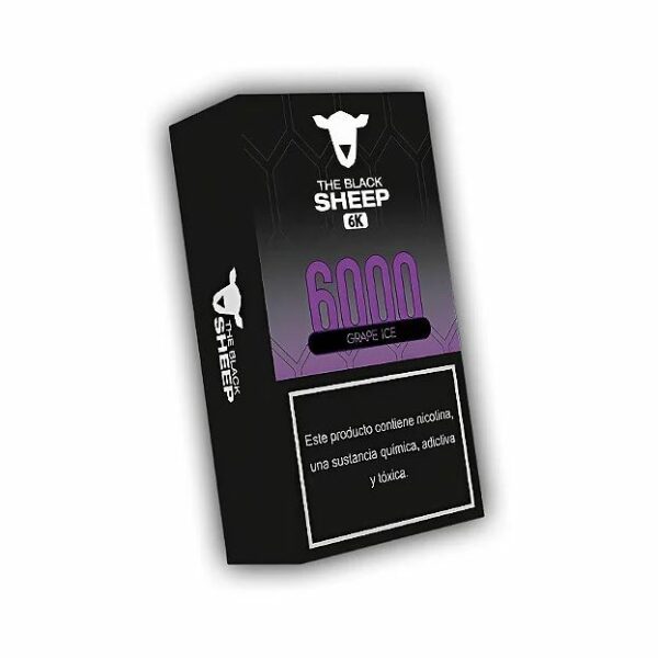 POD DESCARTÁVEL 2% NICSALT 6000 PUFFS - GRAPE ICE - THE BLACK SHEEP