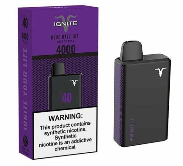 POD DESCARTÁVEL 5% NICSALT IGNITE V40 4000 PUFFS - BLUE RAZZ ICE - IGNITE - Imagem 2