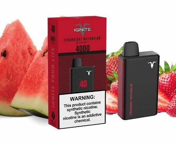 POD DESCARTÁVEL 5% NICSALT IGNITE V40 4000 PUFFS - STRAWBERRY WATERMELON - IGNITE