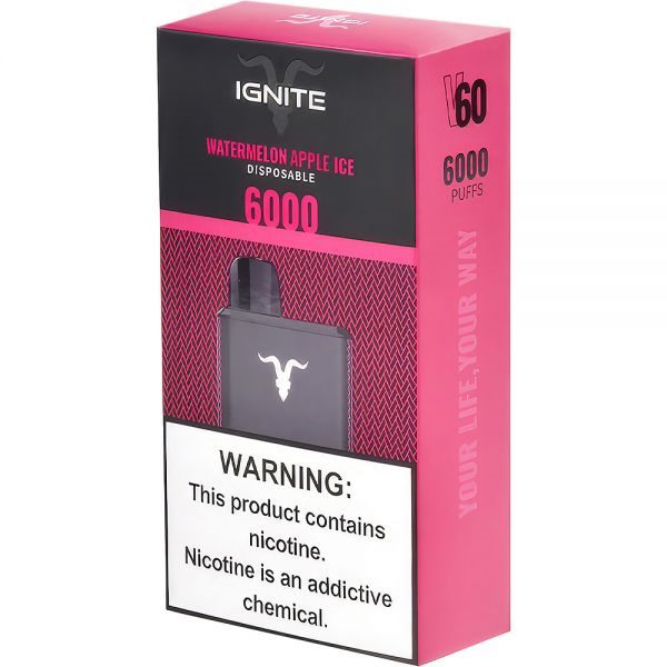 POD DESCARTÁVEL V60 5% 6000 PUFFS - WATERMELON APPLE ICE - IGNITE