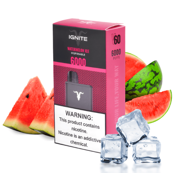 POD DESCARTÁVEL V60 5% 6000 PUFFS - WATERMELON ICE - IGNITE