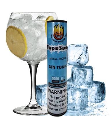 POD DESCARTÁVEL 5% NICSALT MEGA 5000 PUFFS C/ AJUSTE DE AIR FLOW - GIN TONIC - VAPESOUL