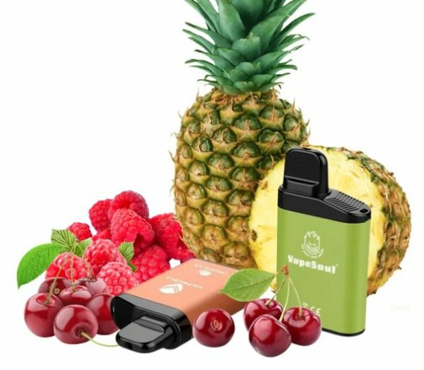 POD DESCARTÁVEL 5% NICSALT V-MAX 3500 PUFFS - PINEAPPLE CHERRY RASPBERRY - VAPESOUL