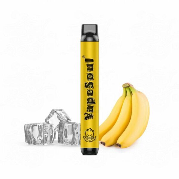 POD DESCARTÁVEL ZERO NICOTINA 1200 PUFFS C/ AJUSTE DE AIR FLOW - BANANA ICE - VAPESOUL