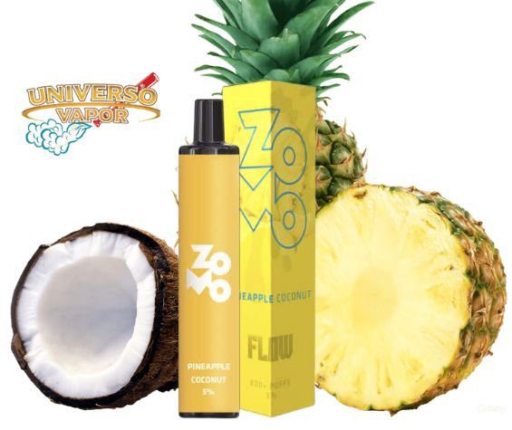 POD DESCARTÁVEL 5% NICSALT ZOMO FLOW 800 PUFFS - PINEAPPLE COCONUT - ZOMO