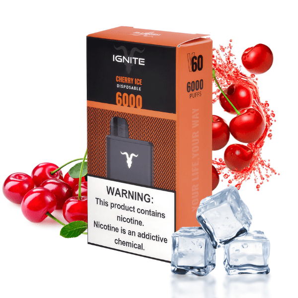POD DESCARTÁVEL V60 5% 6000 PUFFS - CHERRY ICE - IGNITE