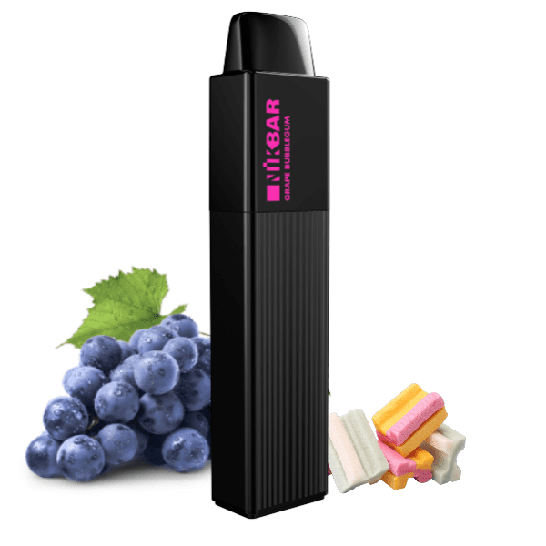 POD DESCARTÁVEL 5% 2500 PUFFS - GRAPE BUBBLEGUM - NIKBAR