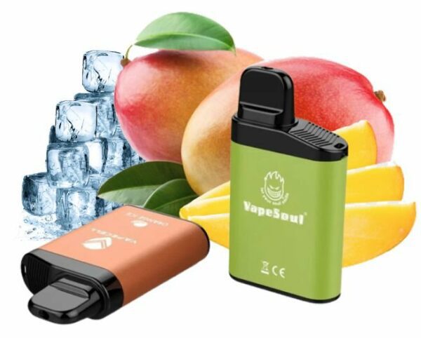 POD DESCARTÁVEL 5% NICSALT V-MAX 3500 PUFFS - MANGO ICE - VAPESOUL