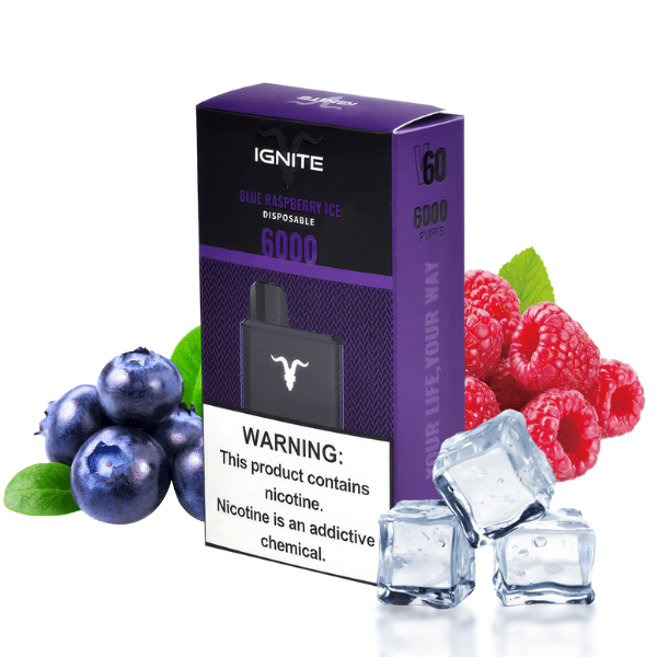 POD DESCARTÁVEL V60 5% 6000 PUFFS - BLUE RASPBERRY ICE - IGNITE