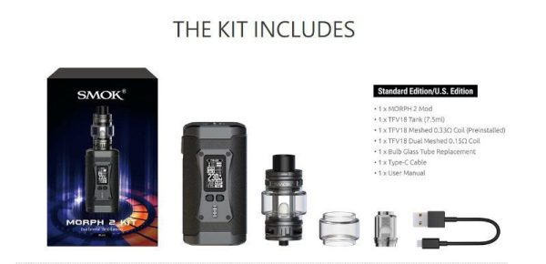 KIT MORPH 2 230W TC WITH TFV18 TANK 7.5ML - SMOK - Imagem 8