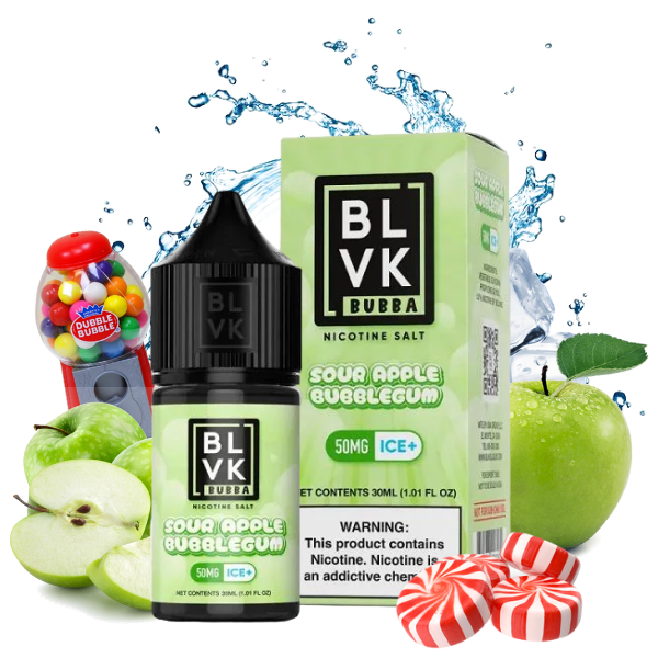 LÍQUIDO NICSALT SOUR APPLE BUBBLEGUM ICE - BLVK BUBBA