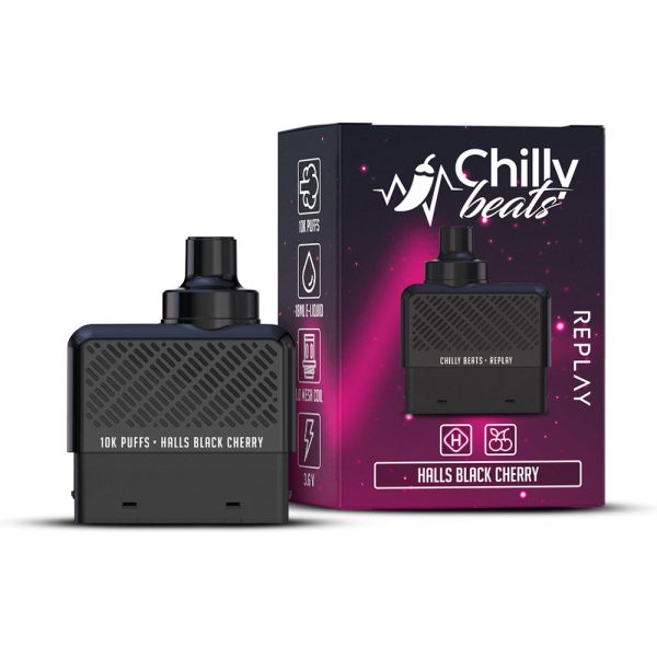 CARTUCHO ( REFIL ) REPLAY 10K PUFFS - HALLS BLACK CHERRY - CHILLY BEATS - Imagem 2