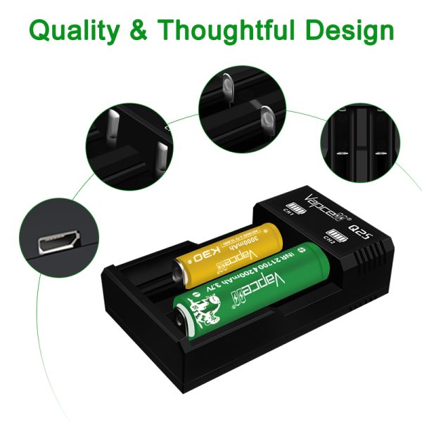 CARREGADOR Q2S PORTABLE & SMART CHARGER - VAPCELL - Imagem 2