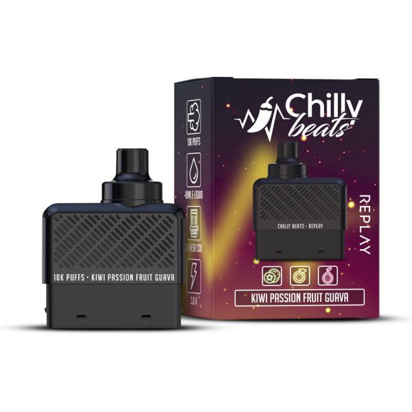 CARTUCHO ( REFIL ) REPLAY 10K PUFFS - KIWI PASSION FRUIT GUAVA - CHILLY BEATS - Imagem 2
