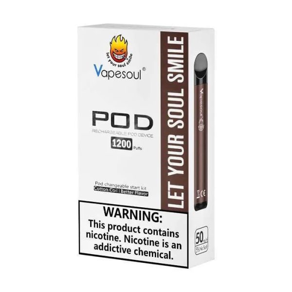 POD SYSTEM VAPESOUL 550mah + 1 REFIL 1200 PUFFS 5%