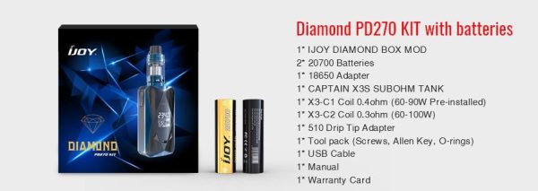 IJOY DIAMOND PD270 234W KIT COMPLETO C/ BATERIA 20700 - Imagem 3
