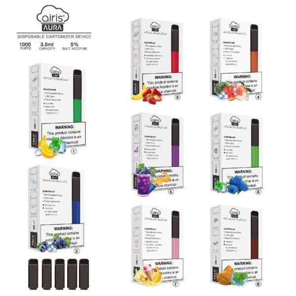 KIT POD STARTER KIT AIRIS AURA 5% NICSALT 1000 PUFFS - AIRISTECH