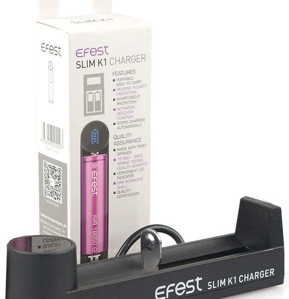 CARREGADOR SLIM K1 CHARGER - USB - EFEST + BATERIA SAMSUNG 30Q 18650